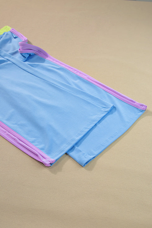 Color Block Detail Casual Two-piece Set